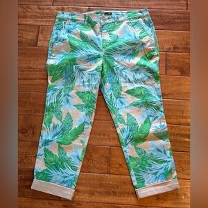 Ralph Lauren Green Blue Leaf Tropical Palm Jeans Pants Size 14